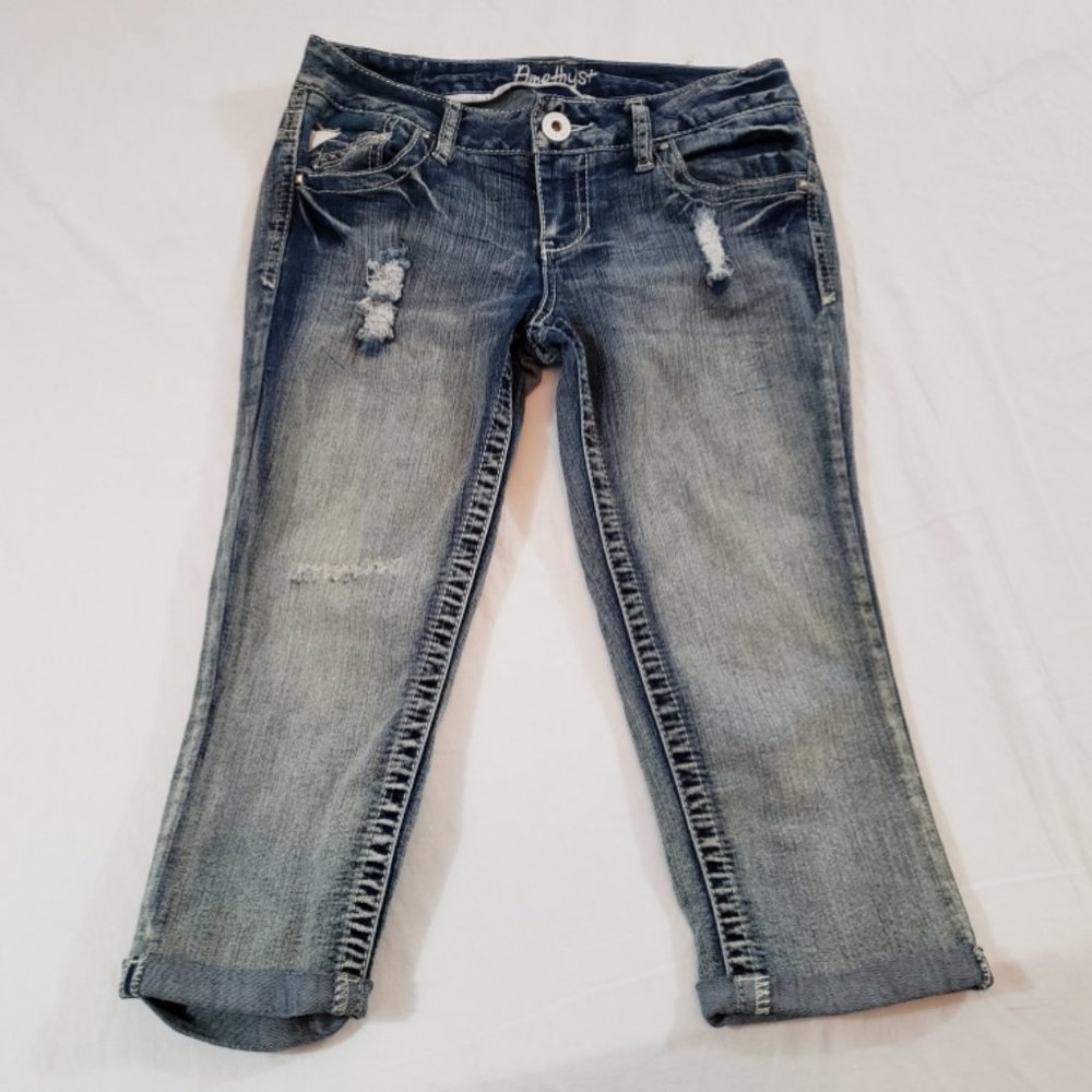 Amethyst Distressed Capri Jeans Womens 3
